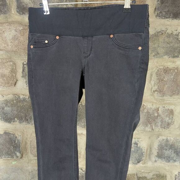 H&M &Denim Woman's Size 4 Black Super Skinny Pull-on Maternity Pants Raw Hem - Picture 2 of 12